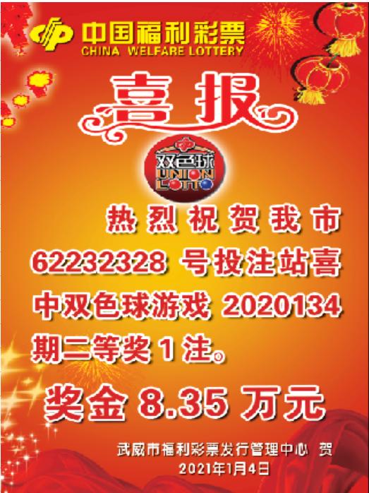 福彩双色球2020134期开奖结果揭晓